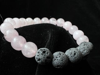 Lava Bead Diffuser Bracelet - Rose Quartz