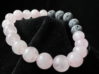 Lava Bead Diffuser Bracelet - Rose Quartz